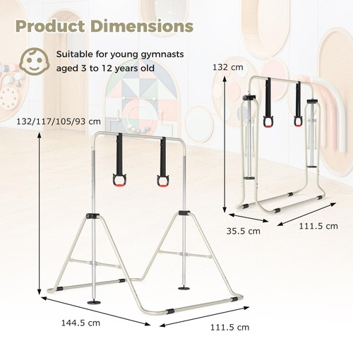 Expandable gymnastic bar for - expandable,